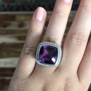 David Yurman Amethyst Albion Diamond Ring 925